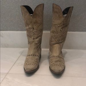Suede cowboy boots